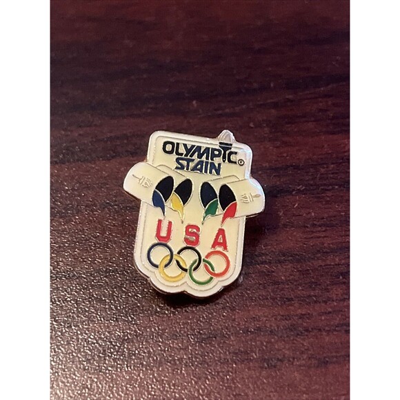 Vintage‎ Olympic Games Team USA Olympic Stain Paints Lapel Hat Pin - Picture 1 of 3
